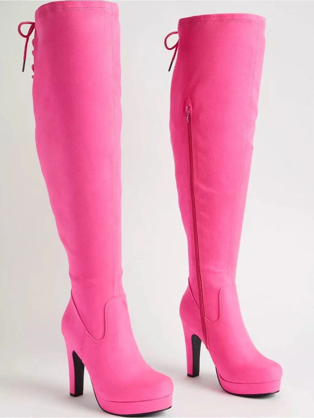 Torrid Over-the-Knee Pink Platform Heel Boots (WW)